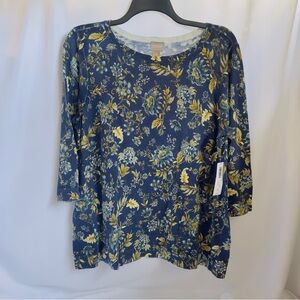 NWT Chico's Joyce Bloom Boat Neck 3 QTR Pullover Sweater SZ 4 or 2XL Multi Color